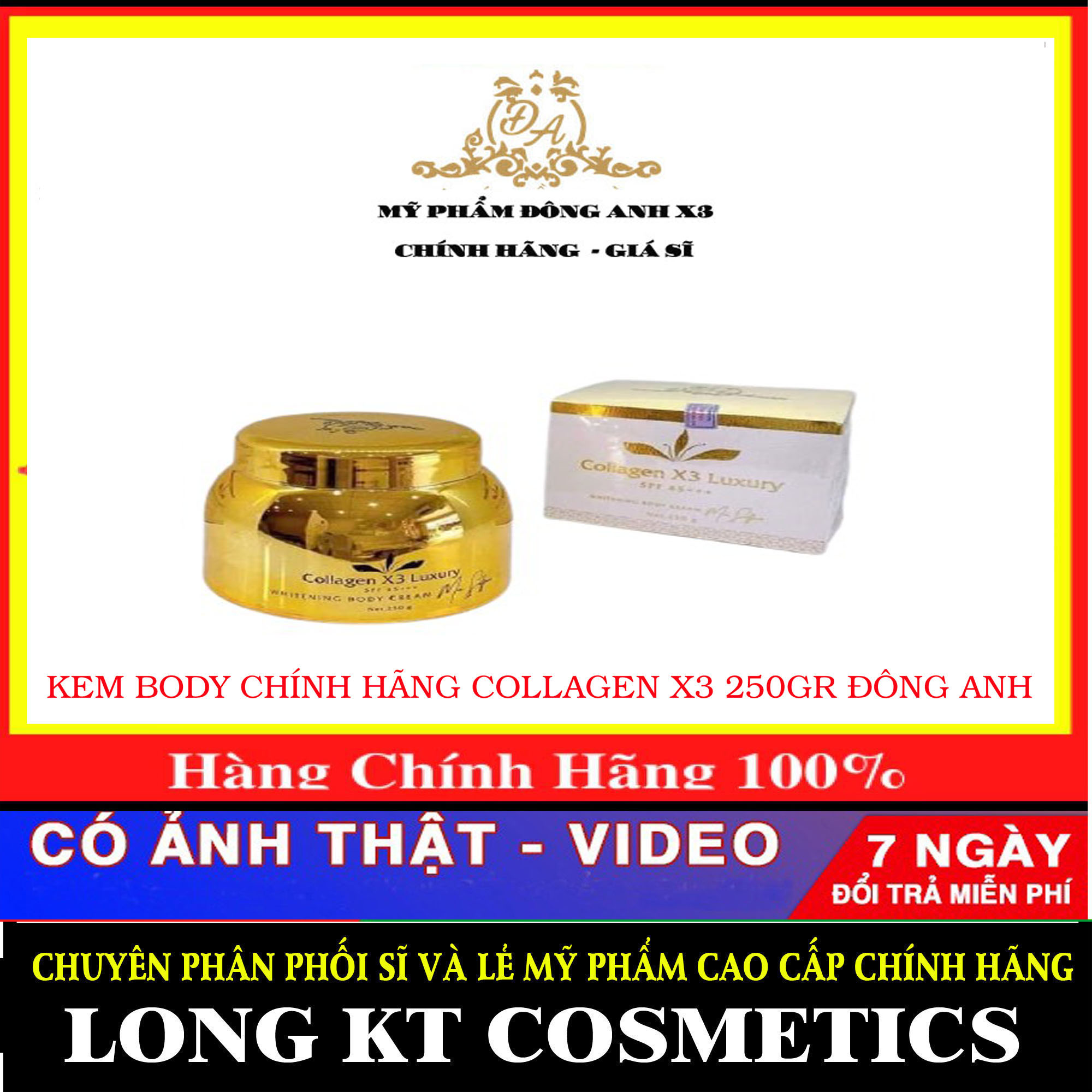 [ Team Cào-Chính hãng-Mỹ Phẩm Đông Anh ] Kem Body Collagen X3 Luxury mẫu mới Kem body dưỡng trắng da Collagen x3 Luxury Chất kem cải tiến cực thơm và mau trắng Cung cấp độ ẩm cho da Tăng độ đàn hồi cho da