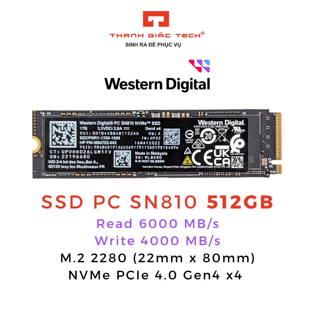 Ổ Cứng SSD 1TB/512GB M2 NVMe Gen4 x4 Samsung / SK hynix / Western Digital / Micron - Bảo Hành 3 Năm