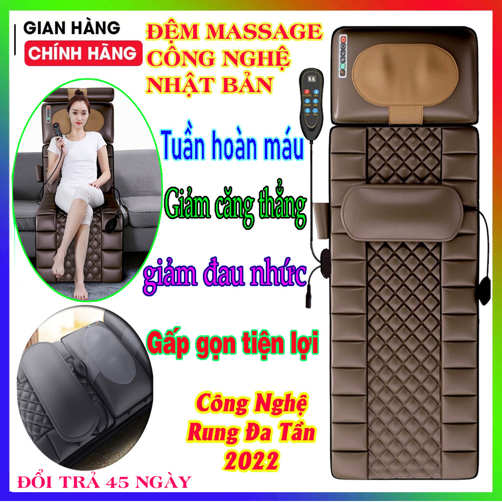 Nệm Massage Toàn Thân Cao Cấp -Thảm mát xa toàn thân có kèm gối thảo mộc và massage chân-  Đệm massa