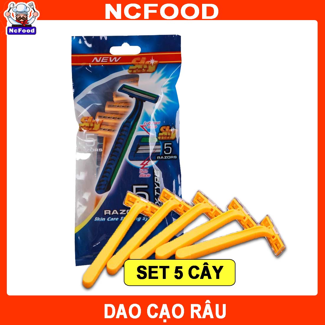 (Freeship Max) [Gói 5 Cây] Dao Cạo Râu 2 Lưỡi (Ncfood)