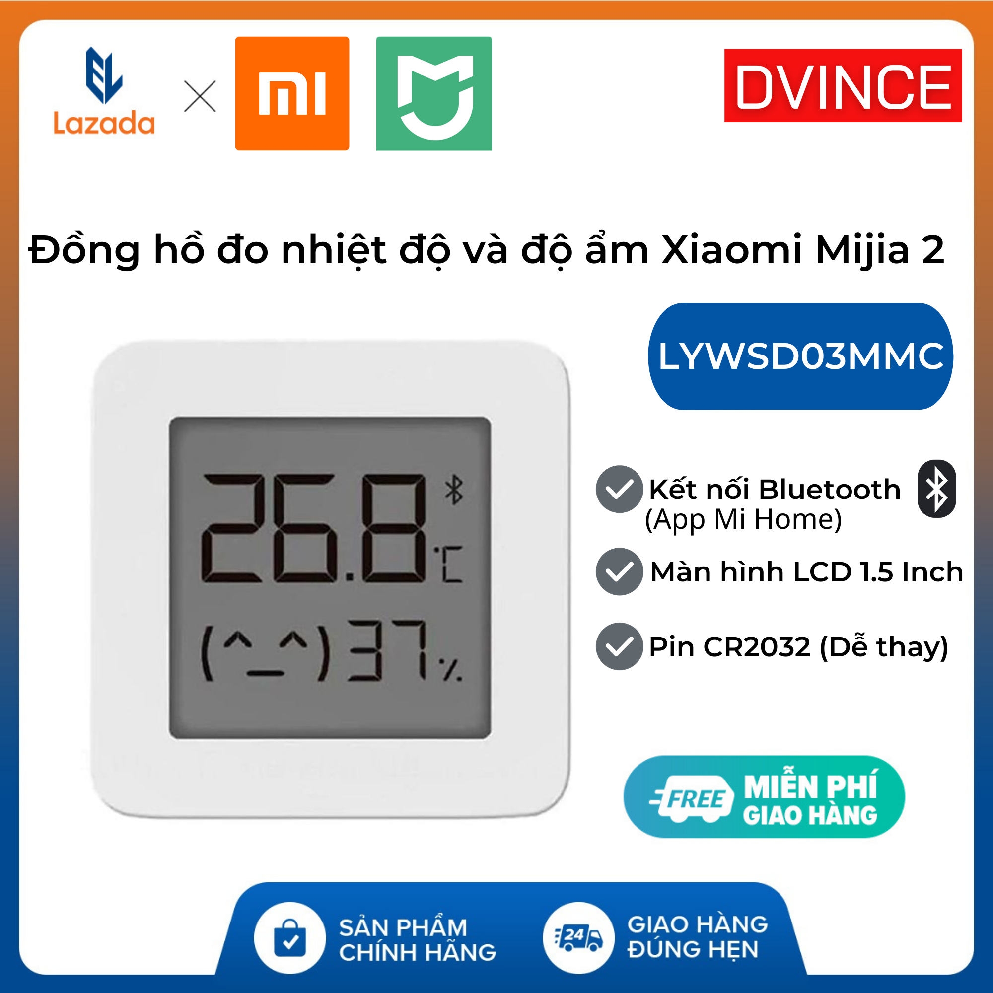 [Hcm]Đồng Hồ Đo Nhiệt Độ Và Độ Ẩm Xiaomi Mijia 2