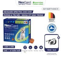 NexGard SPECTRA - Viên nhai phòng & trị nội ngoại ký sinh (ve rận bọ chét ghẻ Demodex Sarcoptes giun) dành cho chó size M (7.5-15kg) - 1 hộp 3 viên