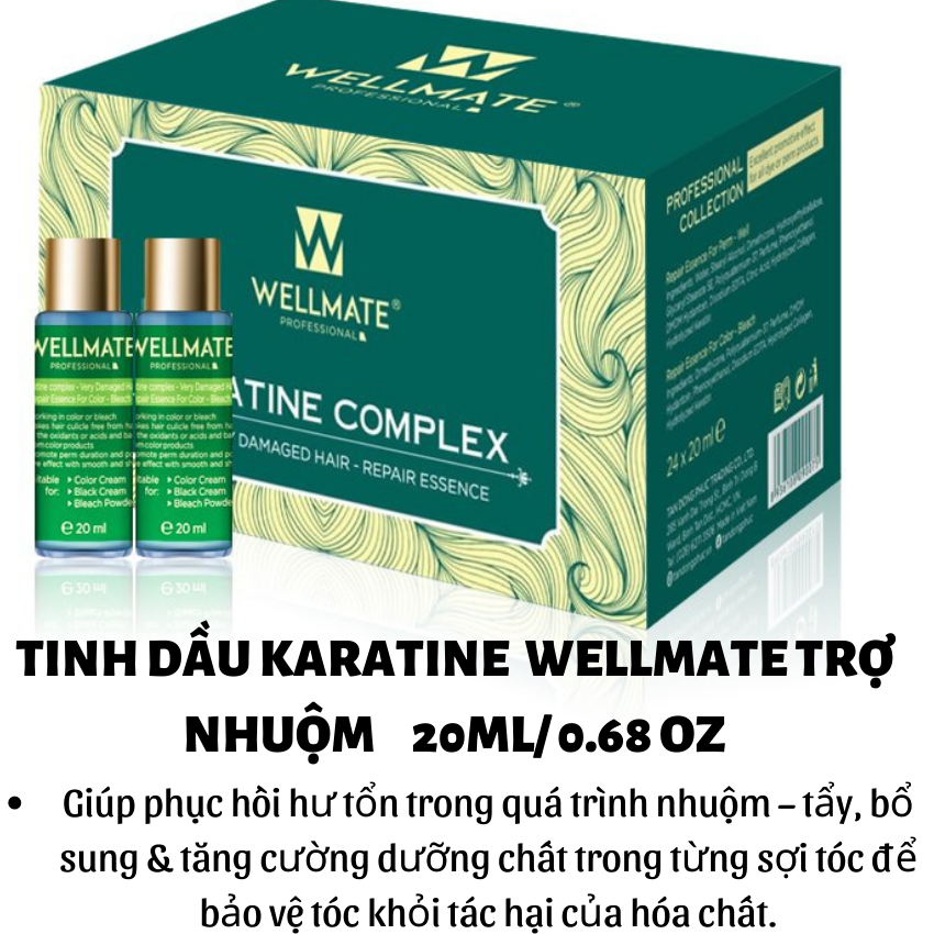 [Freeship] Tinh dầu KARATIN COMPLEX phục hòi trợ nhuộm tẩy Wellmate 20ml / 0.68 OZ  dùng pha vô hỗn 