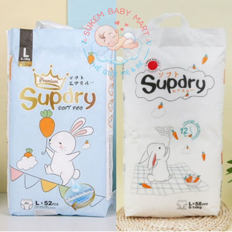 Tã Bỉm SUPDRY TRẮNG/ SUPDRY XANH PREMIUM dán/quần các size S72/M66/L58/XL52/XXL50