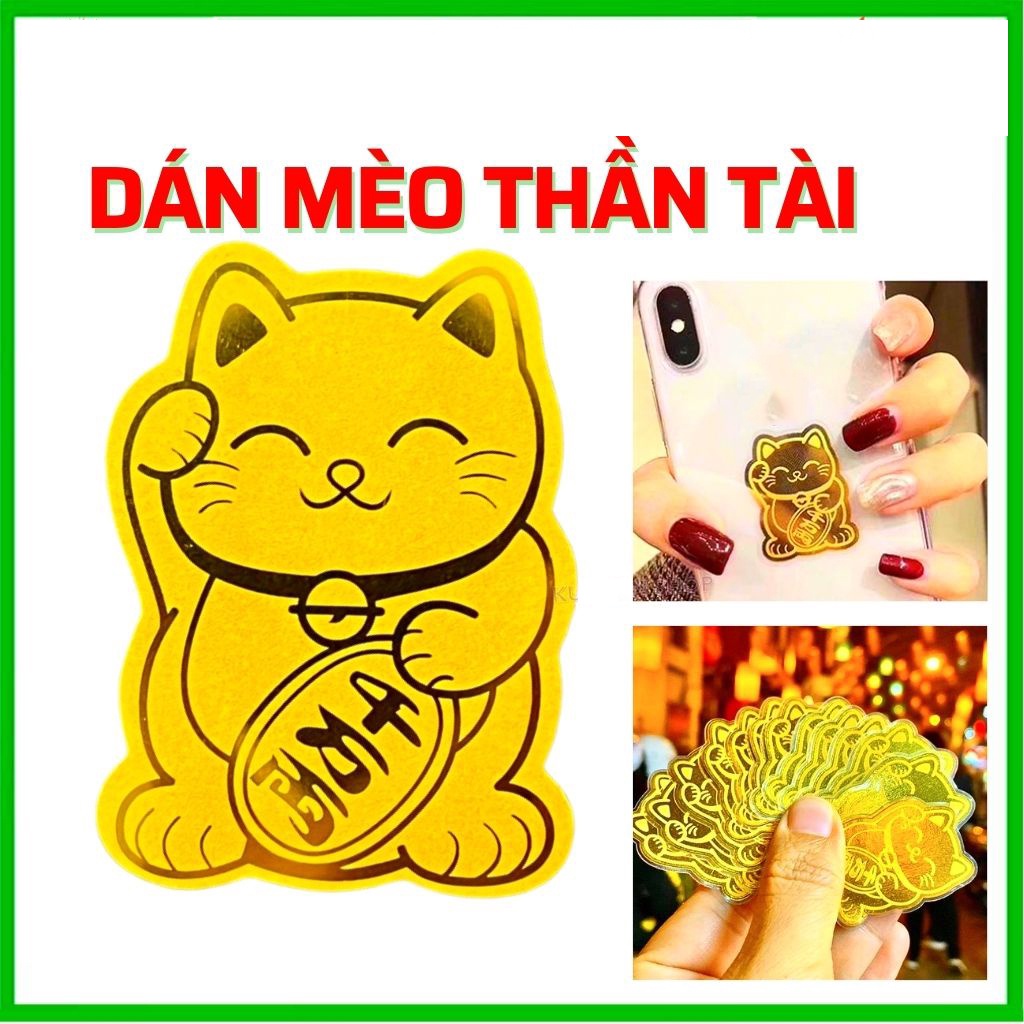Mèo thần tài mạ vàng 24k rước lộc vào nhà - Đem lại may mắn tài lộc - HÀNG CÓ LỚP KEO DÁN