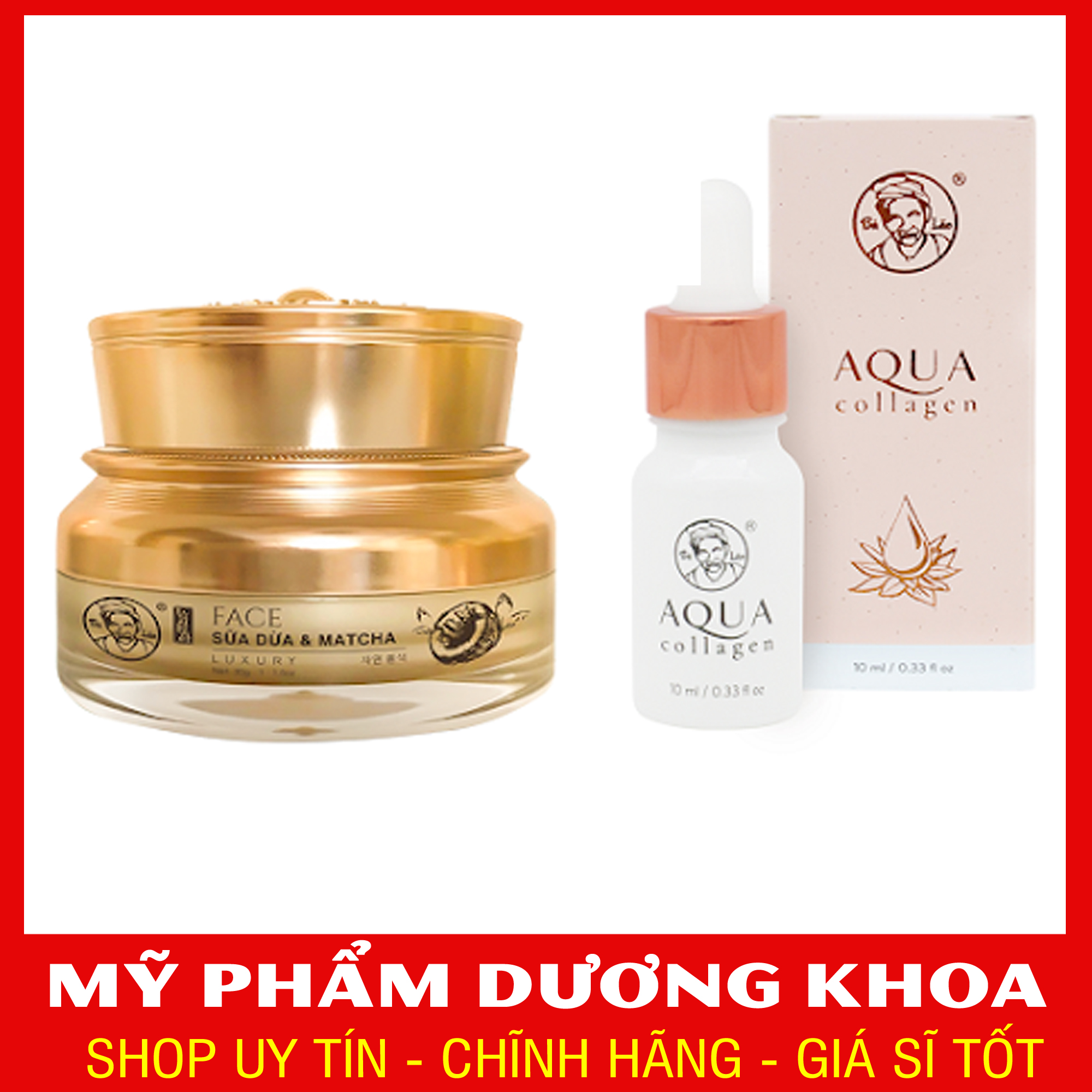 TẶNG MẶT NẠ – COMBO DƯỠNG DA – AQUA COLLAGEN VÀ KEM FACE BÀ LÃO 20GR (MẤU MỚI 2020)