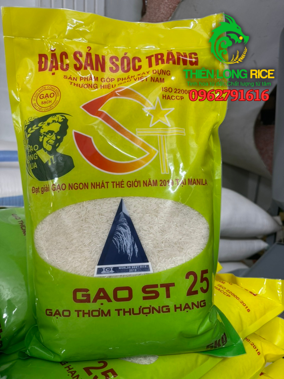 Gạo ST25 Hiệu Ông Vua hàng vuông tôm đặc sản sóc trăng Bịch 5Kg