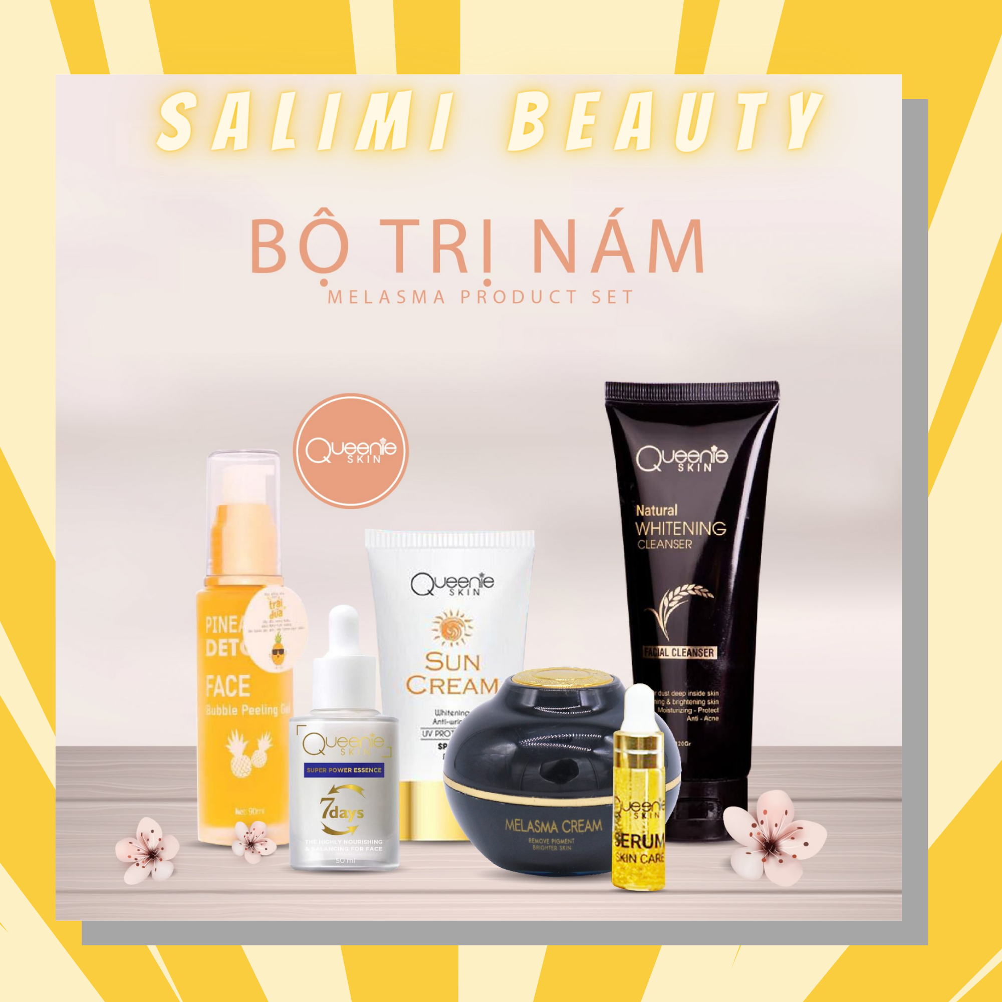 Combo Kem Nám Huyết Thanh 7 Days Detox Dứa Kem Chống Nắng Srm Mầm Gạo Queenie Skin - Đánh Bay Nám Tàn Nhang - Cải Thiện Những Vùng Da Sạm Màu Bổ Sung Dưỡng Chất Cho Tế Bào Phục Hồi Nhanh Chóng Các Tế Bào Hư Tổn - Hàng Chính Hãng