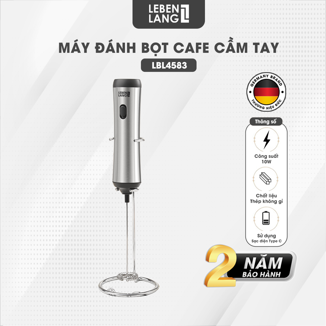Máy đánh trứng, đánh bọt cà phê cầm tay mini Lebenlang LBL4588 - Đen, 18 x 12.5 x 4.5 cm