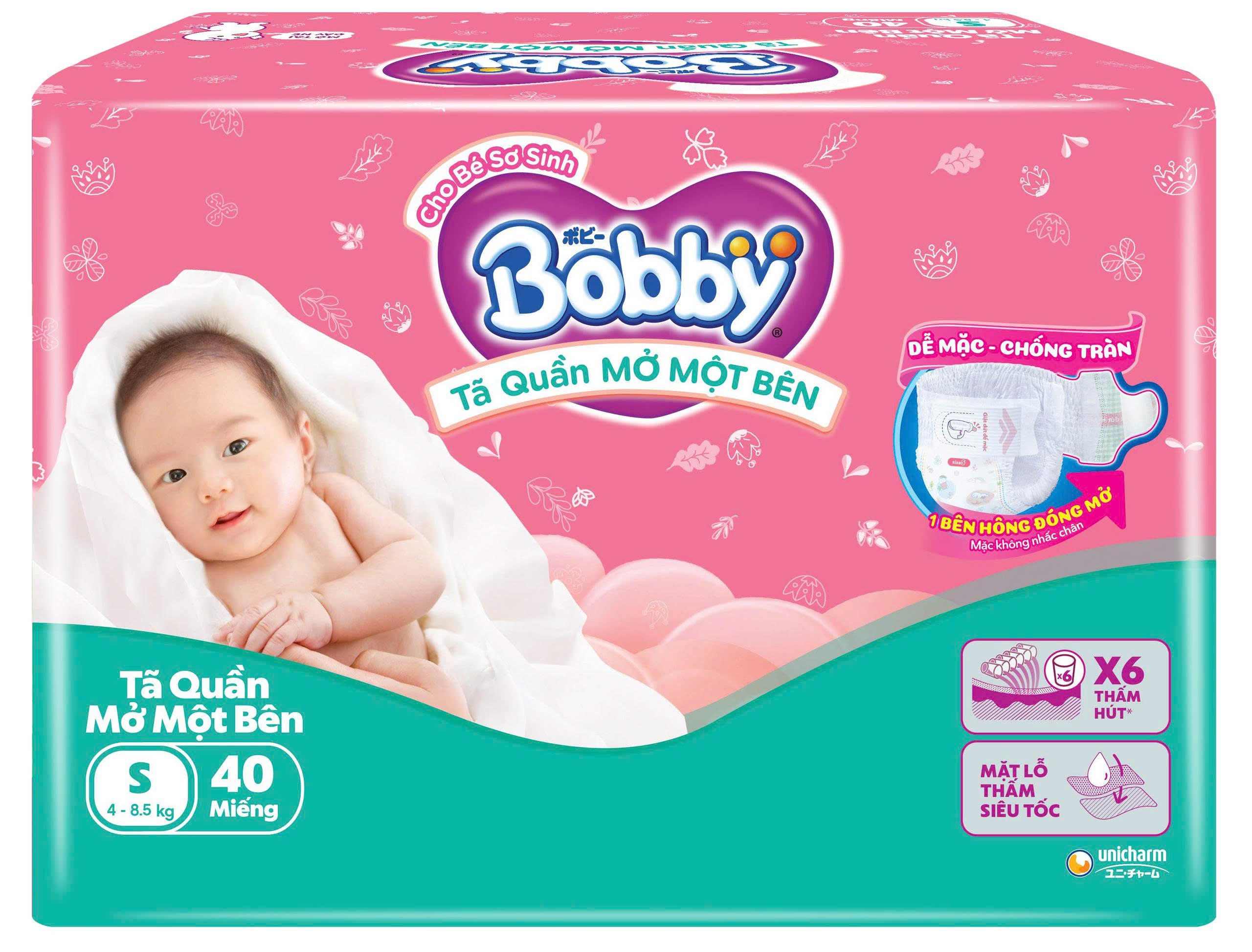 Tã Quần Mở Một Bên - Tã Dán Bobby NB70 S80 M46 M76 L68 XL62 XXL56 Cho Bé Từ Sơ Sinh Đến 20 Kg - Kho Bỉm Thanh Ngân
