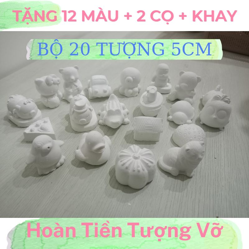 Bộ 20 tượng tô 5cm TẶNG 12 màu + 2 Cọ + Khay