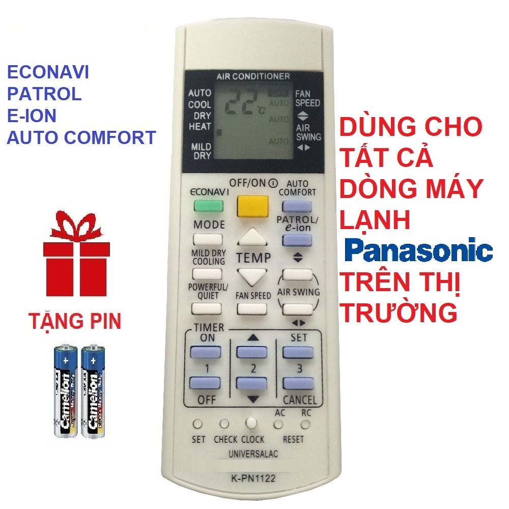 Remote điều khiển máy lạnh PANASONIC K-PN1122 - ĐIỀU KHIỂN ĐIỀU HÒA PANASONIC đa năng Dùng cho tất cả các đời máy lạnh PANASONIC