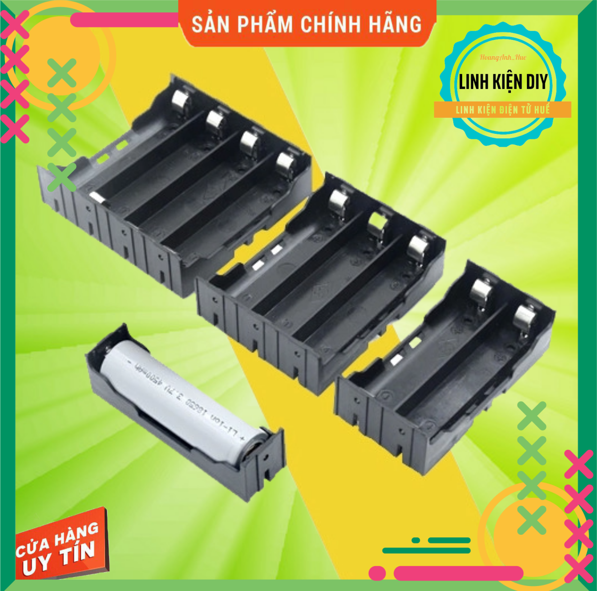 Đế pin 18650 song song có chân hàn hộp pin 18650 khay pin 18650 dùng cho DIY