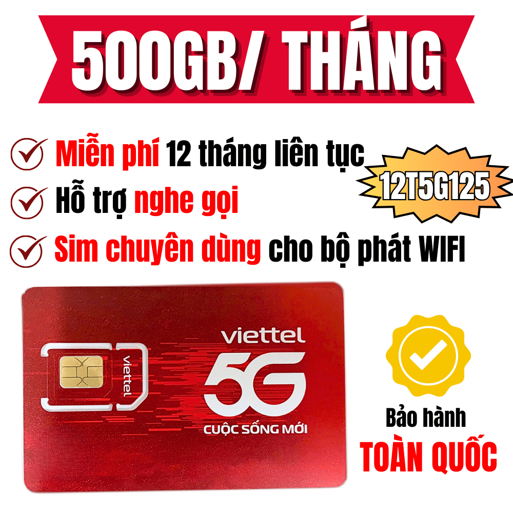 ( SALE CHÍNH HÃNG ) SIM 5G VIETTEL TRỌN GÓI 1 NĂM 5G KHÔNG PHẢI NẠP TIỀN HÀNG THÁNG  12SD90 12MXH100