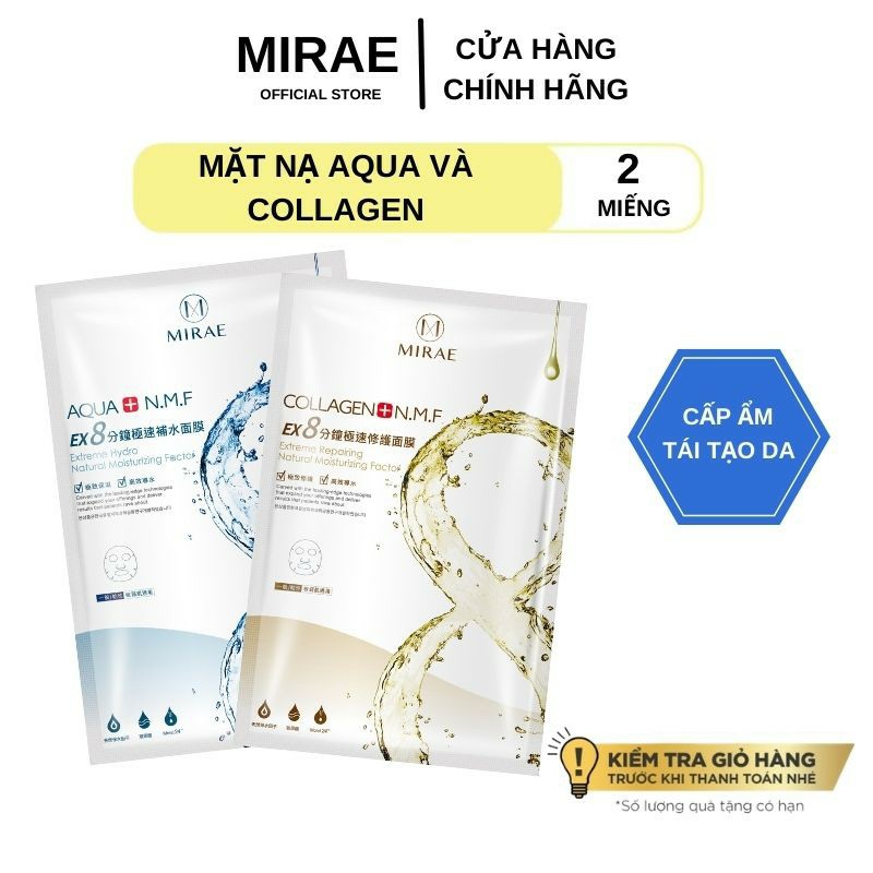 Mặt Nạ Siêu Cấp Ẩm Tái Tạo Da Combo2 Mirae Ex 8 Phút Cấp Tốc Aqua - Collagen ( 2 Miếng )