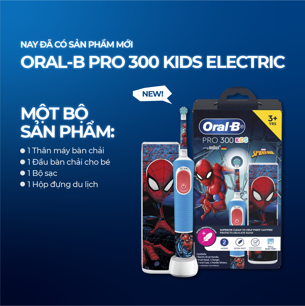 Bàn Chải Điện Trẻ Em Oral-B Braun Đủ Các Dòng Theo Lứa Tuổi - Hẹn Giờ 2 Phút Lông Chải Mềm Mại  Làm 