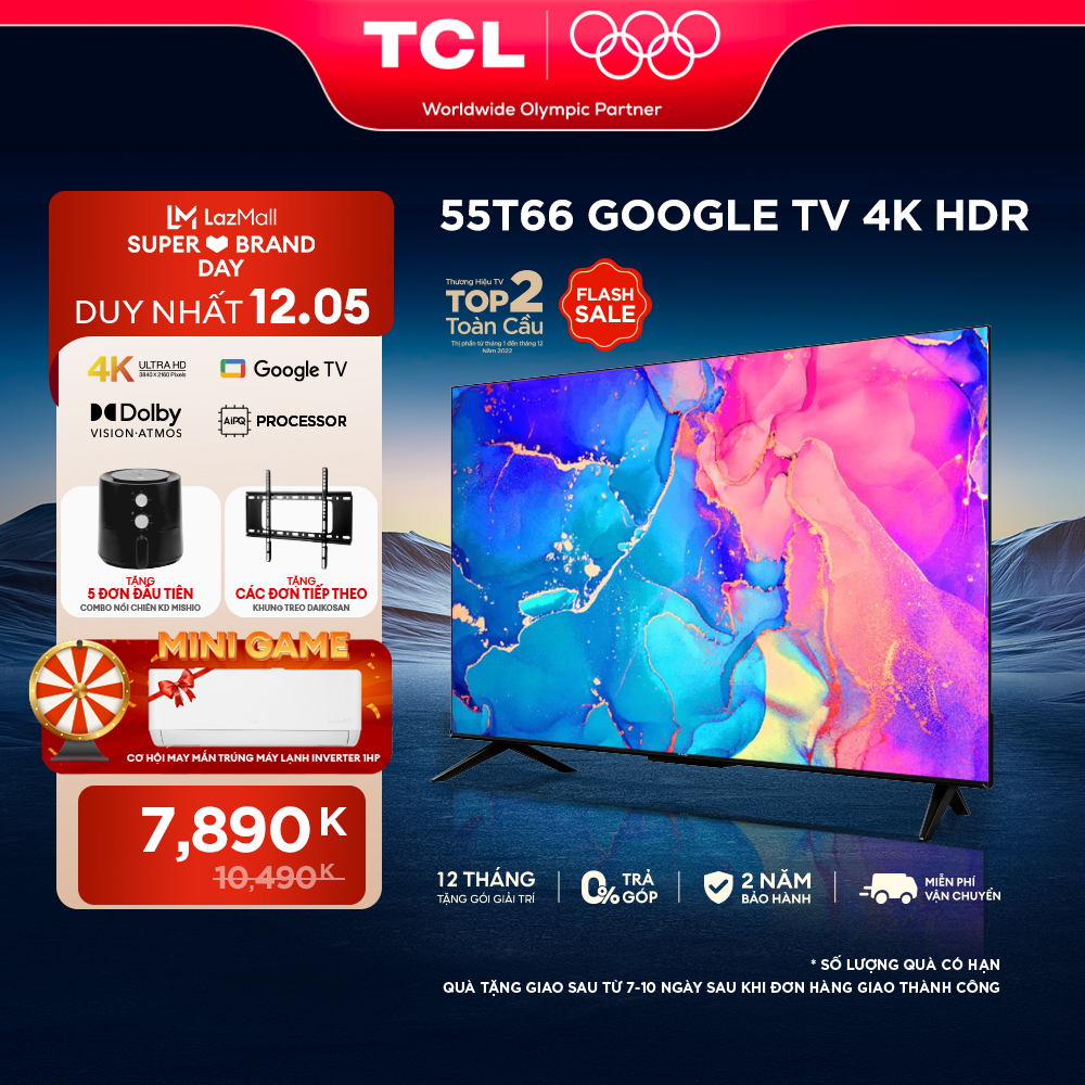 [ ĐÓN CHỜ 12.05 SUPER BRAND DAY TCL - VOUCHER 15% - MUA TV TẶNG KHUNG TREO TV ] Google TV TCL 55 inc