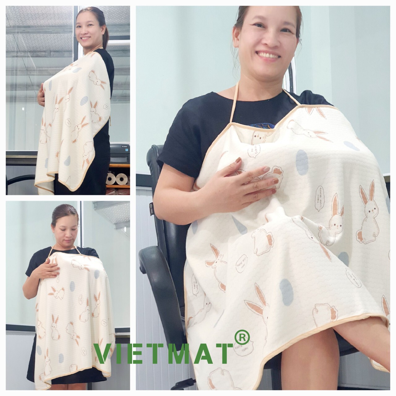 Khăn choàng cho bé bú đa năng Vietmat sợi tre thoáng mát rộng rãi nhiều tiện ích