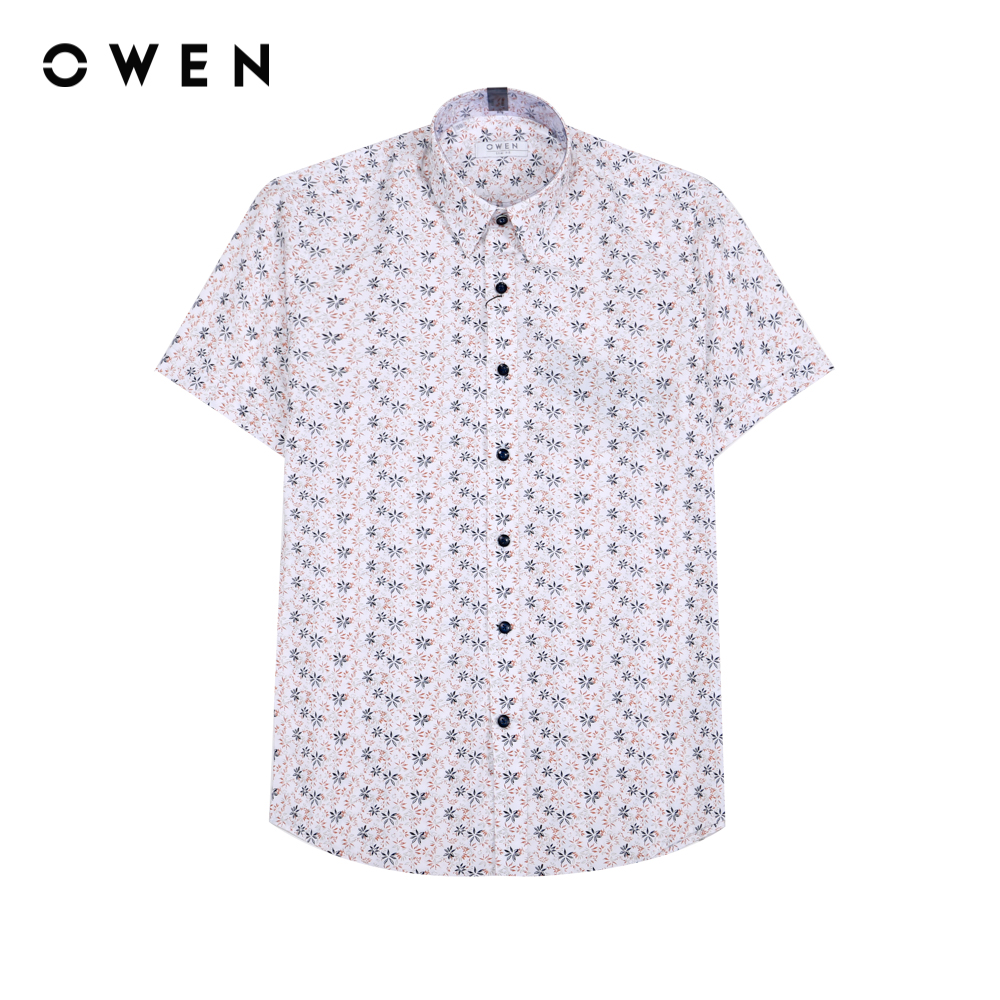 OWEN - Áo sơ mi ngắn tay Slim Fit AS221048N màu Trắng chất liệu Bamboo