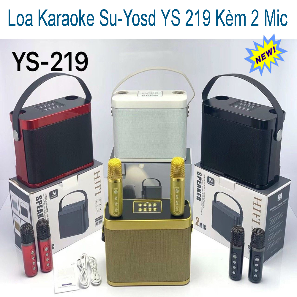 Loa bluetooth karaoke Su-Yosd YS-219 - Tặng kèm 2 micro không dây - Hiệu ứng đổi giọng điều chỉnh echo reverb effect - Hiệu ứng đổi tông giọng vui nhộn - Loa xách tay du lịch thời trang nghe nhạc hát karaoke cực hay  BH UY TÍN