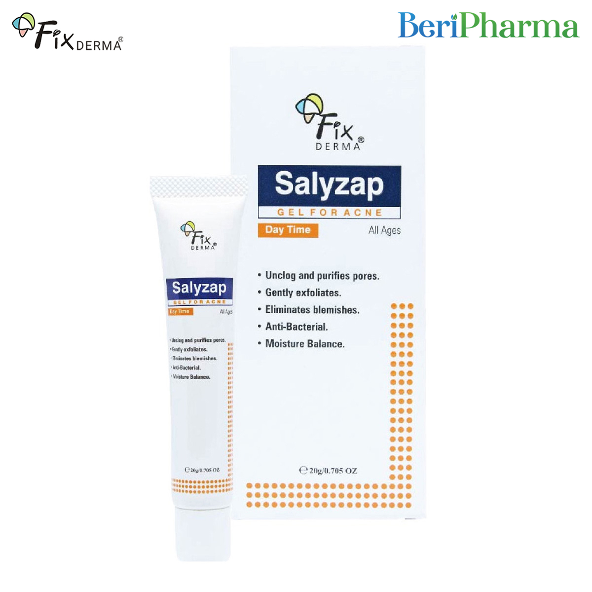 [HCM]Fixderma Gel Dưỡng Giảm Mụn Ban Ngày Salyzap Gel For Acne 20g