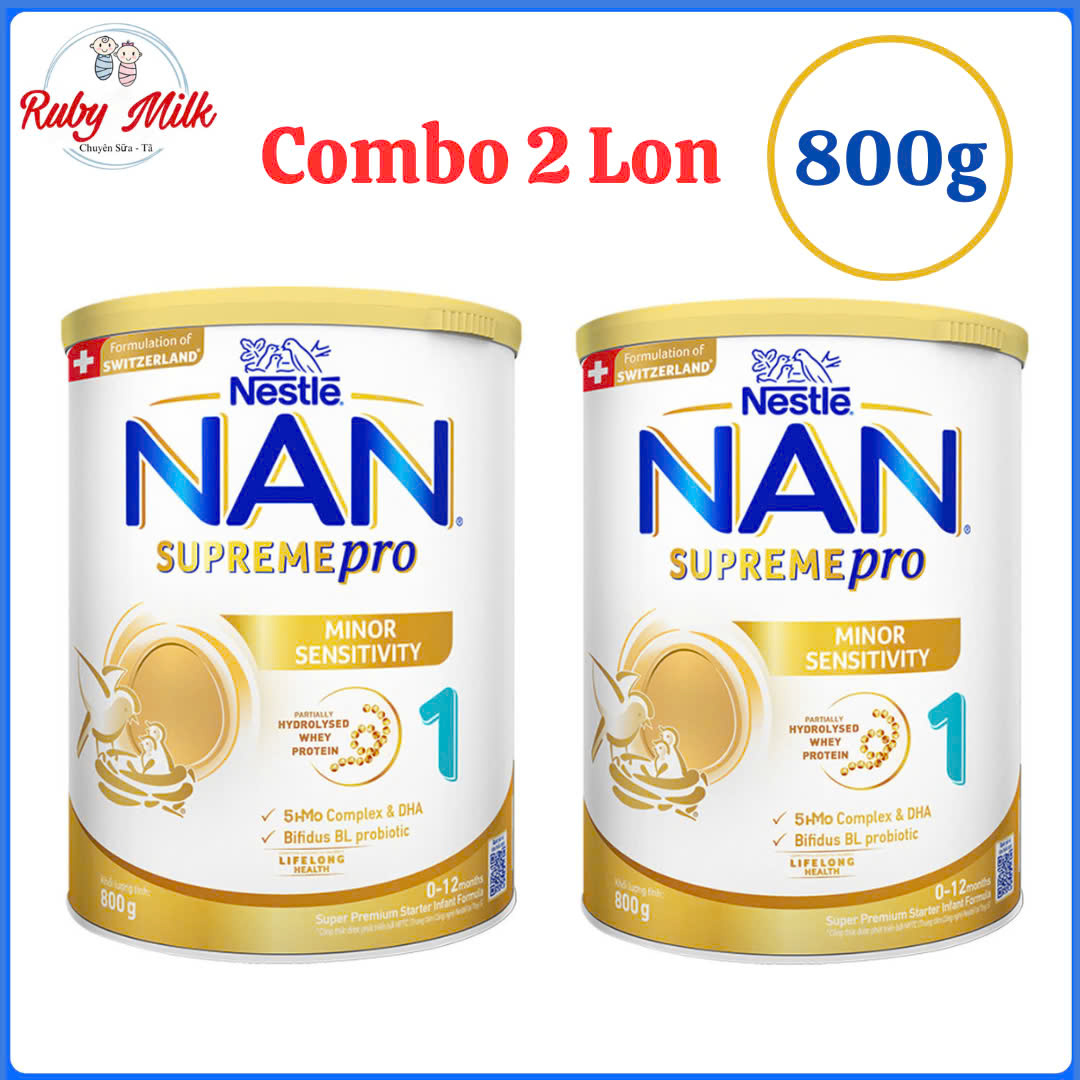 Combo 2 Lon Sữa Bột NAN SUPREME PRO số 1 800g (0-12 tháng)