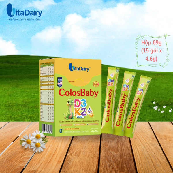 Sữa non Colosbaby Gold D3K2 0+ 69g (dạng gói) - hộp 15 tép nhỏ - VitaDairy