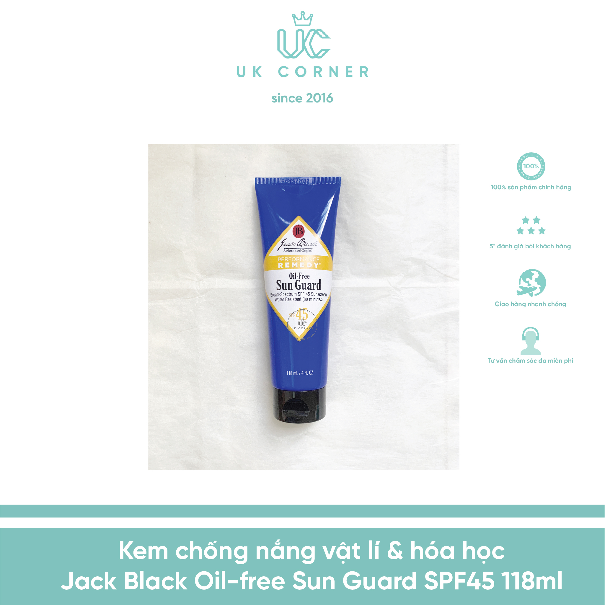 Kem Chống Nắng Vật Lí & Hóa Học Jack Black Oil - Free Sun Guard Spf45 118Ml