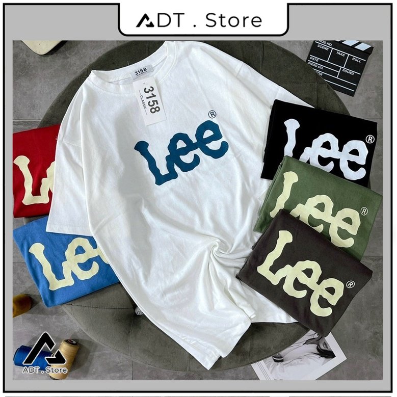 [Bán sỉ áo cotton 3158] Áo thun in chữ Lee cotton tay lỡ dáng rộng