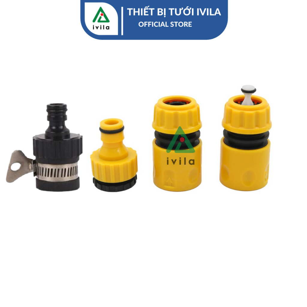 Bộ 3 khớp nối nhanh ống nước mềm Bộ 3 khớp nối nhanh ren 27/21mm ra ống phi 16(13-18mm) phi 20(20-25