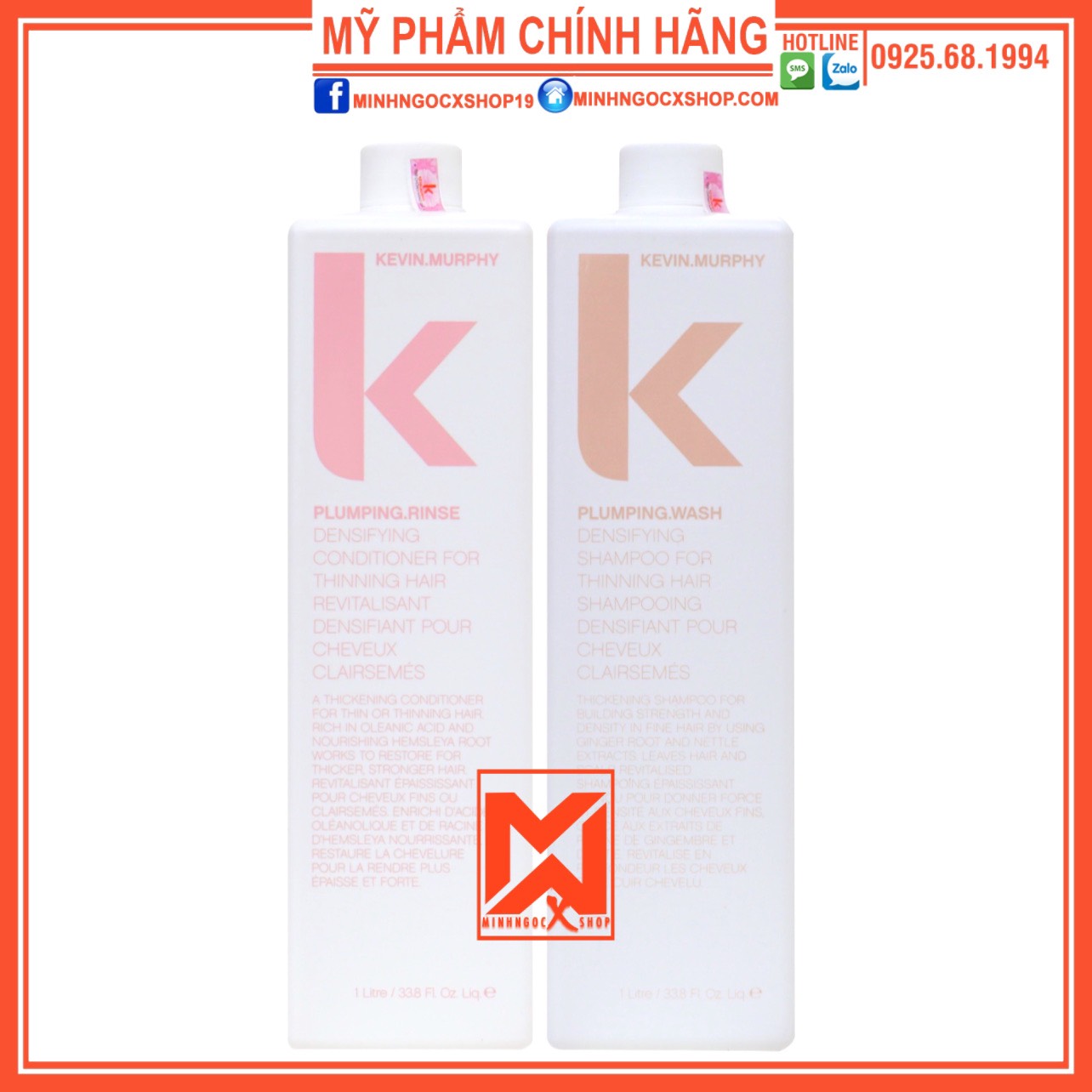 Dầu Gội Xả Chống Rụng Kích Mọc Tóc Kevin Murphy Plumping 1000Ml