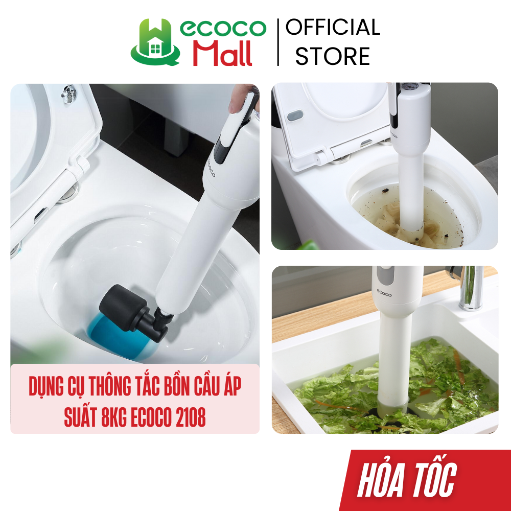 súnɡ thông tắc bồn cầu ECOCO cao cấp áp suất nén tới 8kg Dụng cụ thông cống bồn rửa mặt rửa chén máy thụt vệ sinh