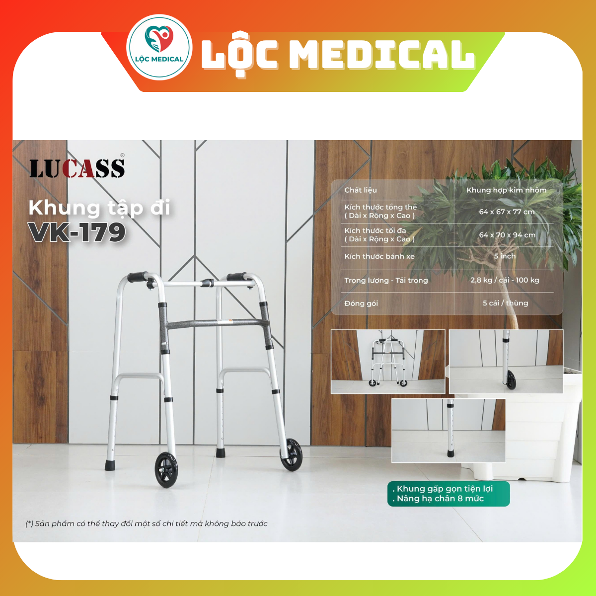 Khung tập đi bánh xe lớn Lucass VK179