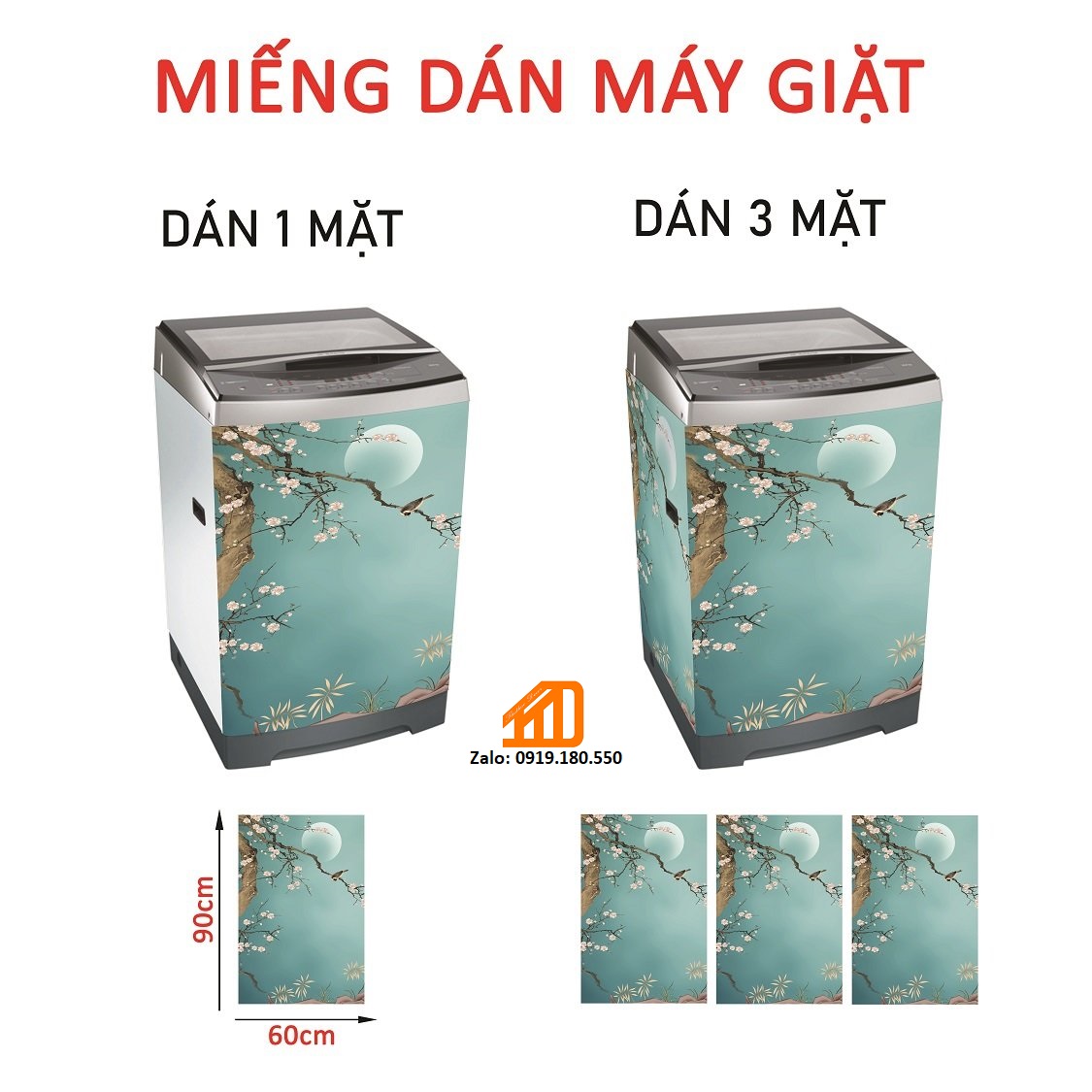 [HCM] Decal Dán máy giặt ÁNH TRĂNG XANH -  TỦ LẠNH MINI