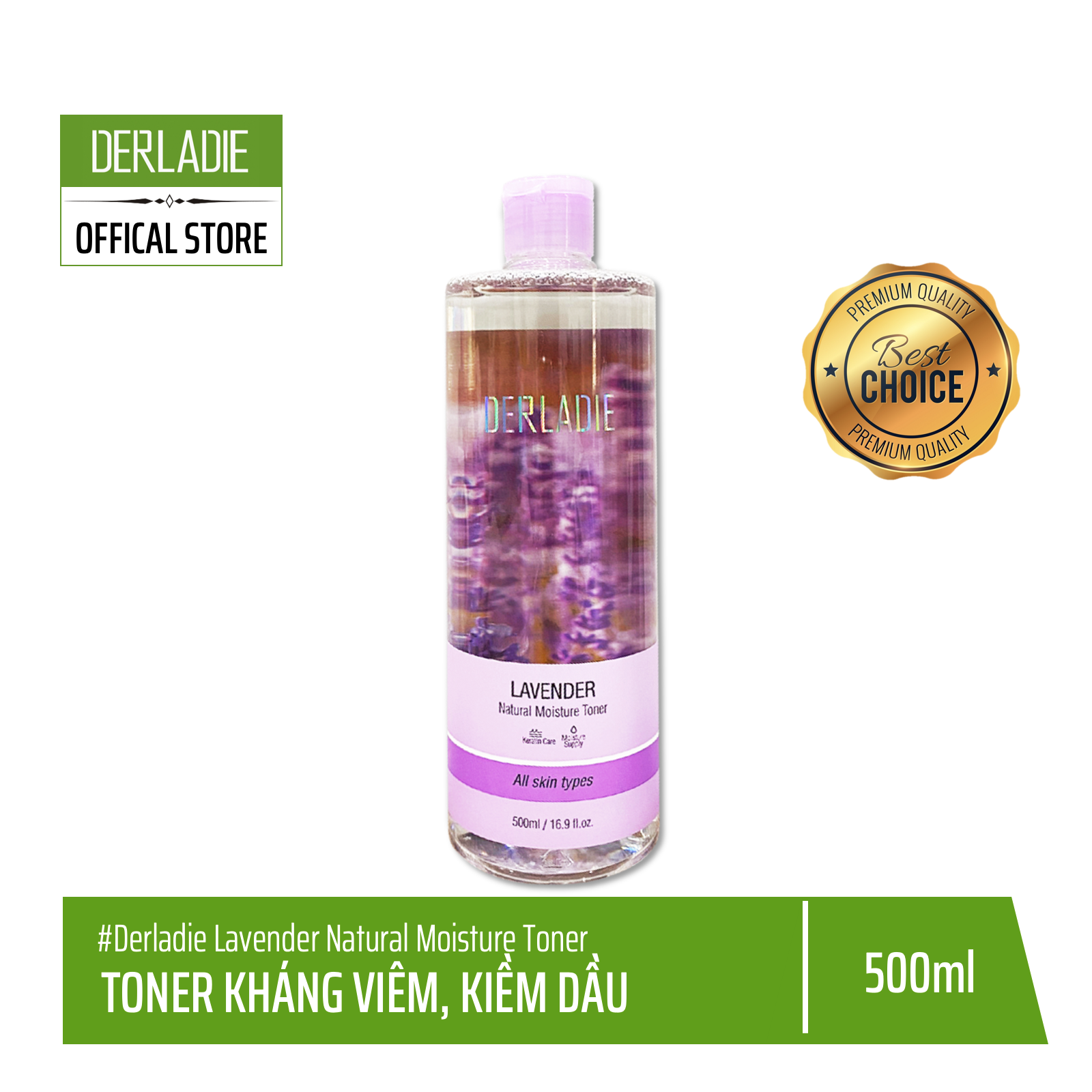 [Hcm]Nước Hoa Hồng Kháng Viêm Kiềm Dầu Derladie Lavender Natural Moisture Toner 500Ml