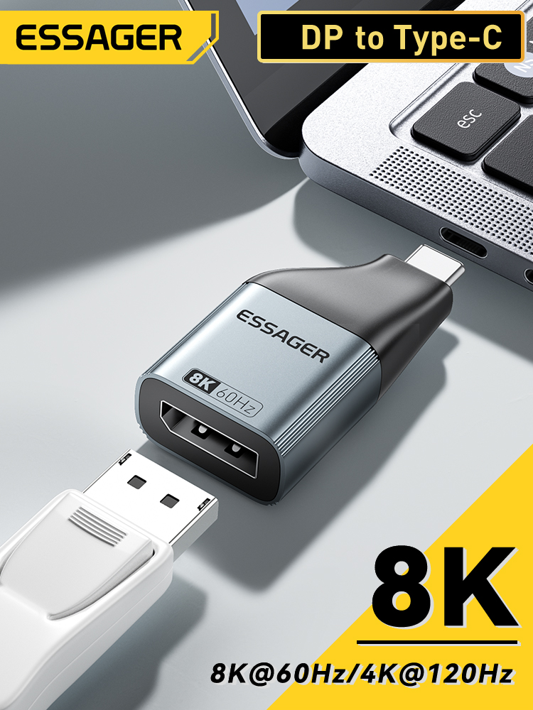 Essager Type C Video Adapters To HDMI 4K60Hz/4K30Hz Compatible With HD 8K DP/Mini DP 1080P VGA Type-