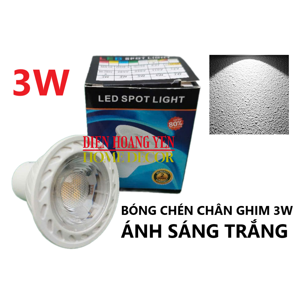 Bóng chén led ghim mắt ếch 3W GU5-3 ánh sáng trắng vàng giá siêu rẻ