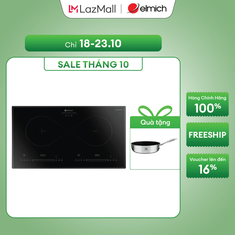 Bếp từ đôi Elmich ICE-3495OL - Kích thước 730x430mm, Công nghệ từ