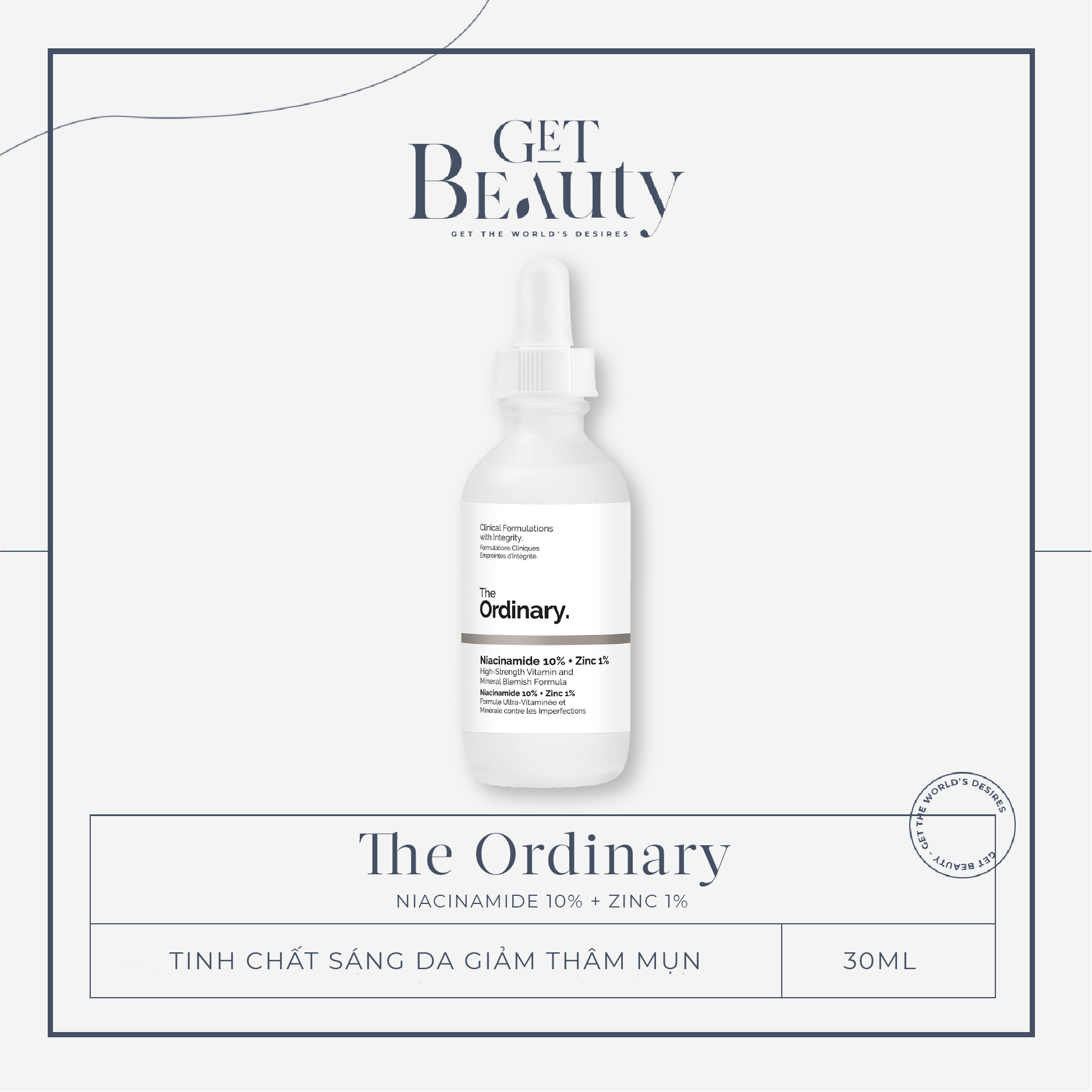 [Hcm]Tinh Chất Sáng Da Giảm Th M Mụn Niacinamide 10% + Zinc 1% - The Ordinary