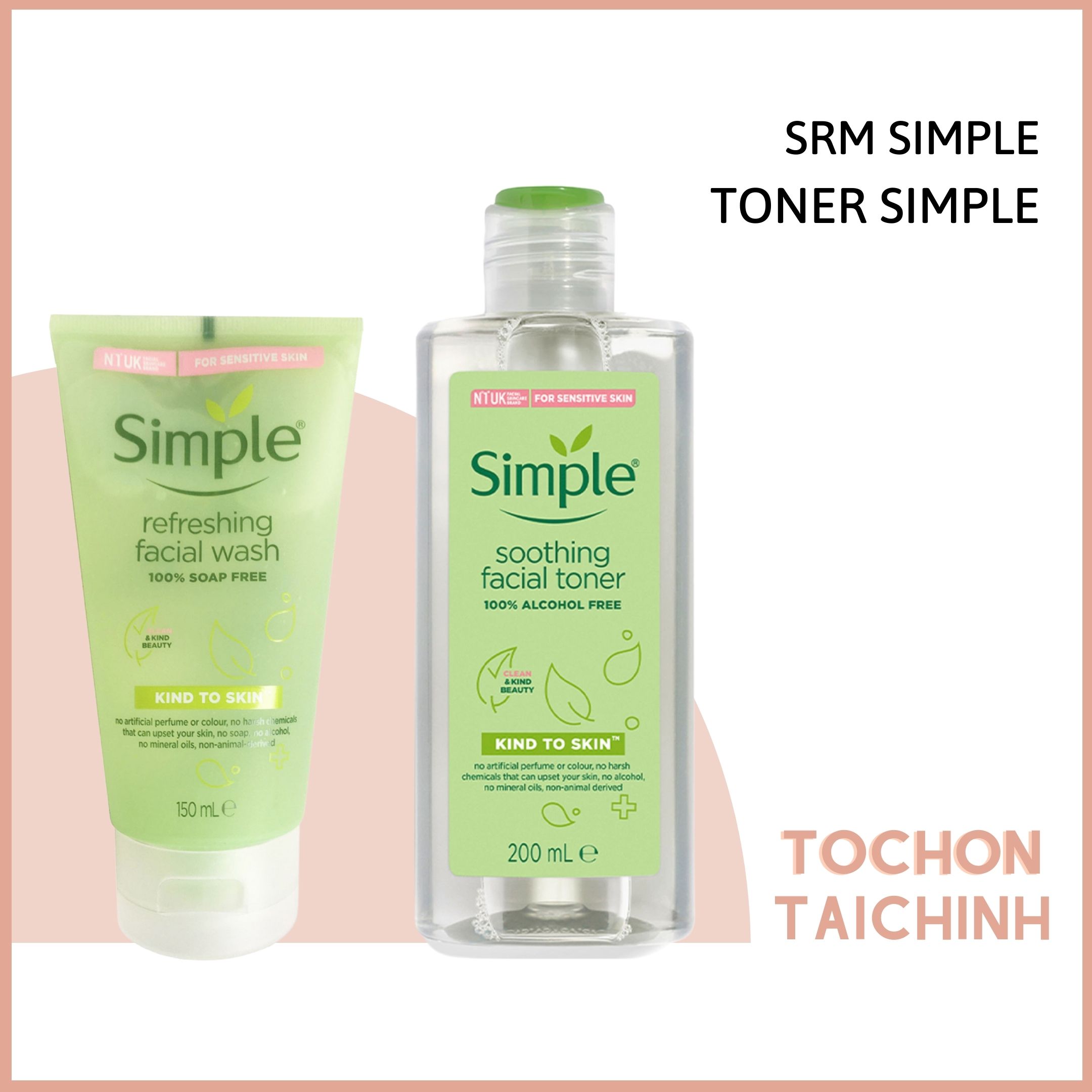 Sữa Rửa Mặt Simple Gel Kind To Skin Refreshing Facial Wash Gel 150Ml - Toner Simple Kind To Skin 200Ml (Tớ Chọn Tài Chính)