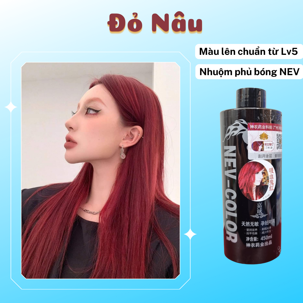 Nhuộm Phủ Bóng Màu Đỏ Nâu Nhuộm Pha Sẵn Không Hư Hại Tóc  450ml  100ml - [FreeShip Max] - Nhuộm phủ 