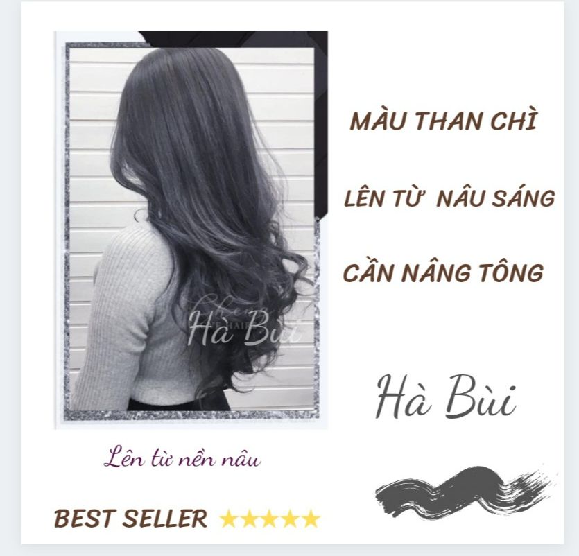 [ Combo than chì 4.111av ] Combo Thuốc nhuộm tóc than chì siêu dưỡng lên từ lền nâu sáng tặng kèm oxy và găng tay lên màu chuẩn ko gây khô xơ tóc