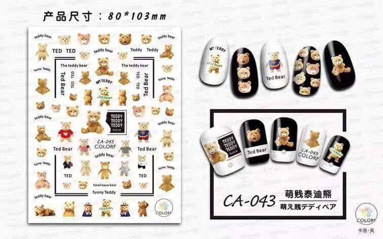 [HCM]Sticker dán móng 3D hoạ tiết thú cưng