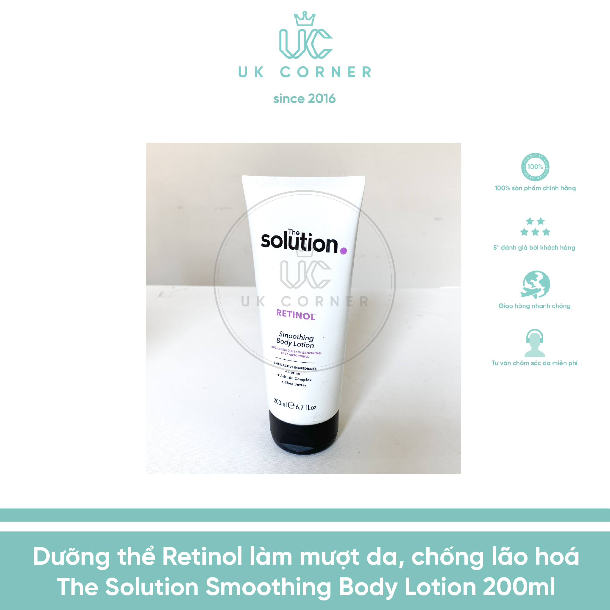 Dưỡng Thể Retinol Làm Mượt Da Chống Lão Hoá Da The Solution Smoothing Body Lotion 200Ml