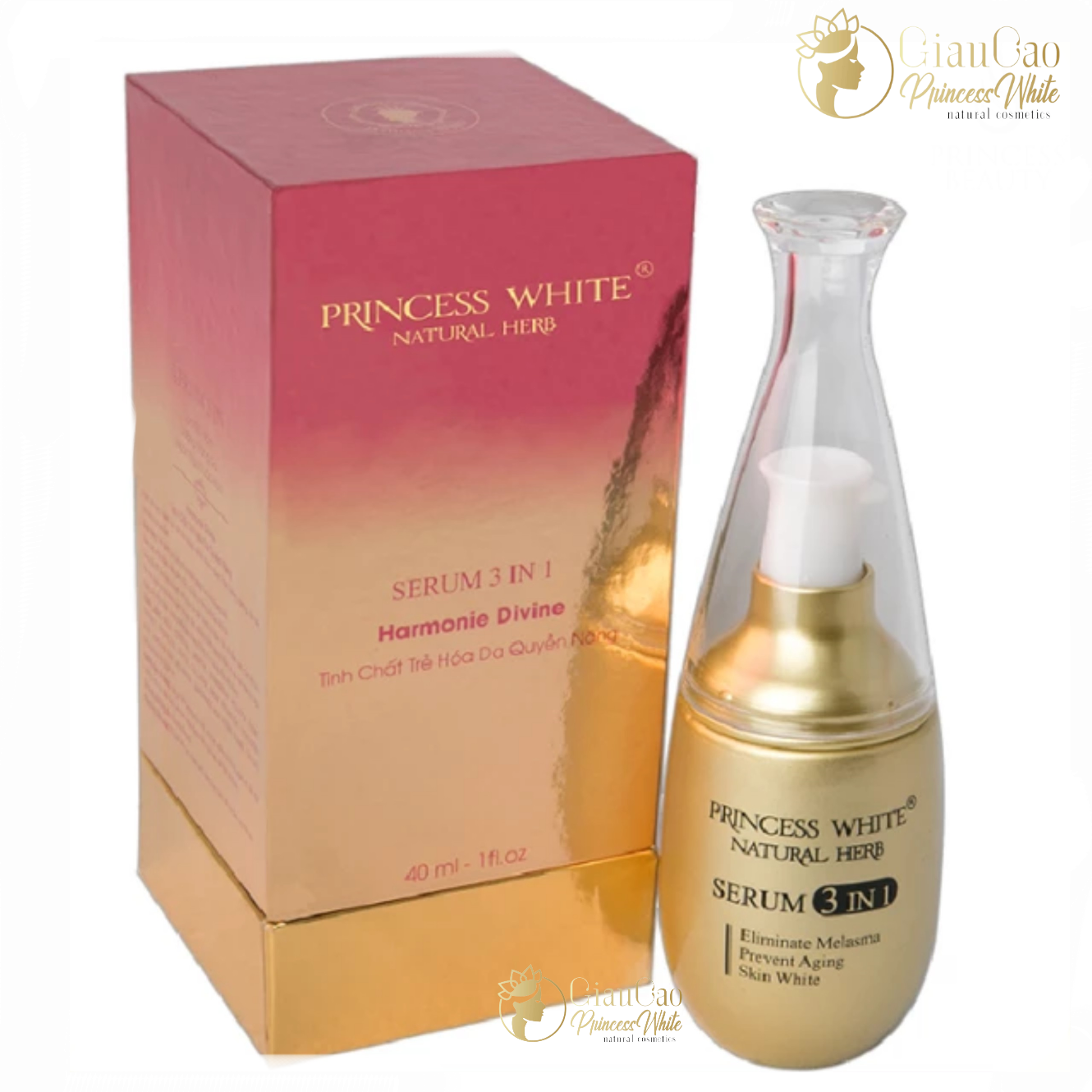 [Hcm]Tinh Chất Serum Princess White 3In1 Dưỡng Trắng Da - Se Khít Lỗ Chân Lông Princess White 40Ml