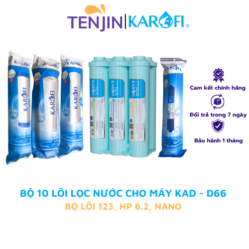 Trọn bộ 11 lõi Karofi bộ lọc thô 123 màng RO 100GPD Mỹ và cụm chức năng hiệu suất cao HP6.2 lõi lọc 