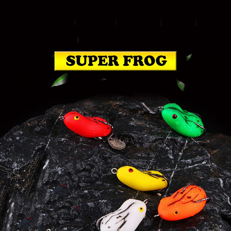 Mồi nhái giả câu lure mồi nhái hơi có thìa super frog