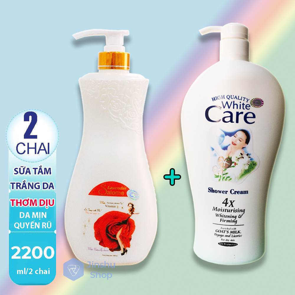 [Hcm][Hương Dịu Quyến Rũ] [ Combo 02 Chai ] Sữa Tắm Dê White Care 4X 1200Ml + Sữa Tắm Hoa Hồng Tươi 1000Ml Kèm Bổ Xung Vitamin E . (Date : 01/2023) - Giao Mùi Ngẫu Nhiên.