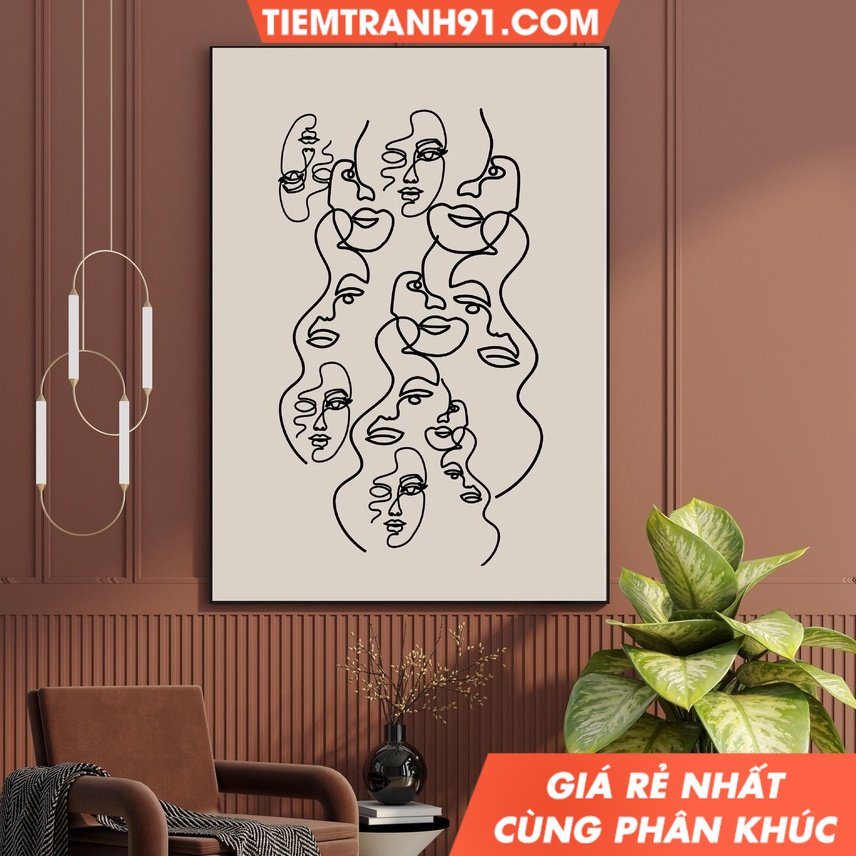 Tranh treo tường Woman Body Wall Line Art Black and Beige Line Art Nude Wall Art Nude Figure Art Pos