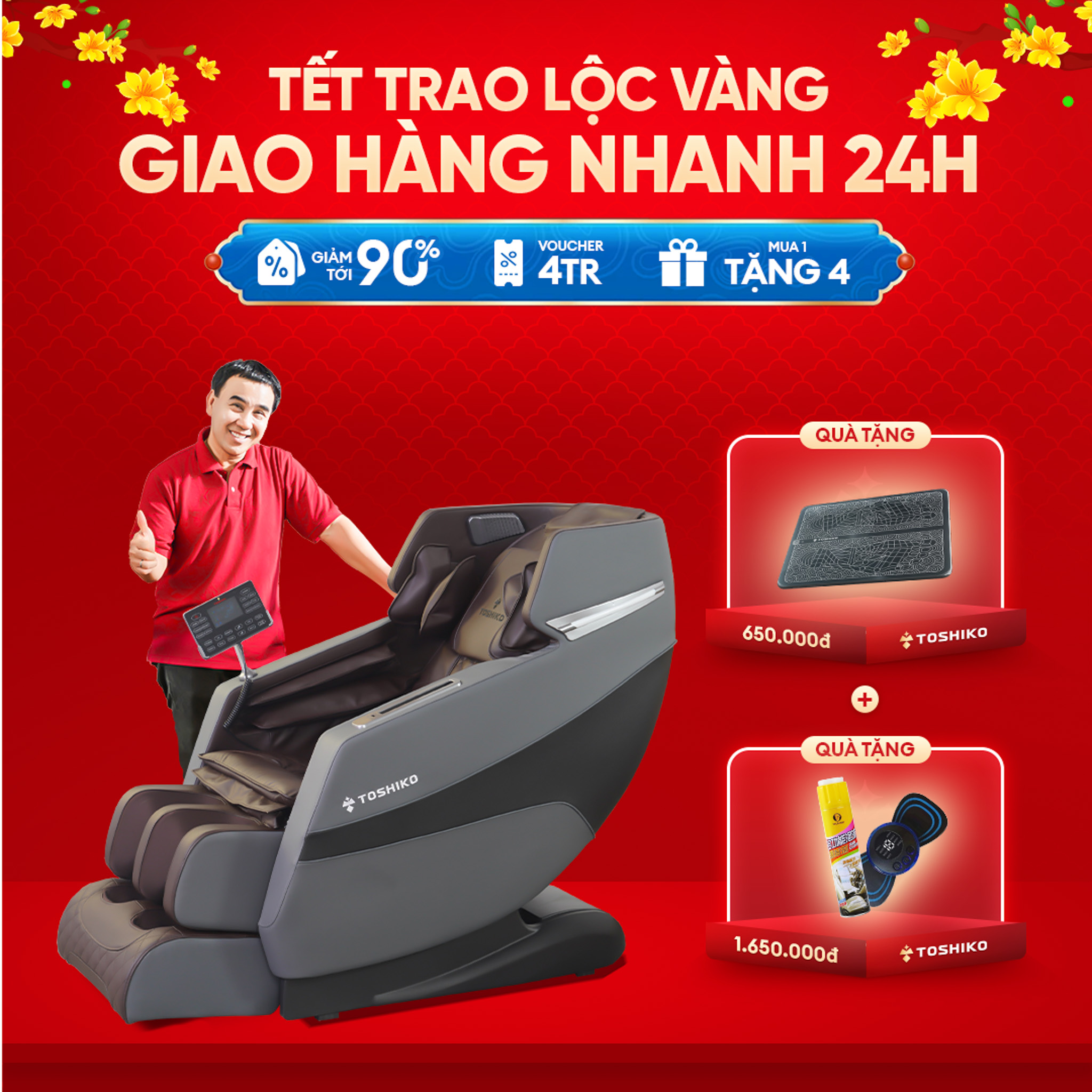 Ghế Massage Toàn Thân con lăn 4D massage di chuyển Đa Năng Cao Cấp  Toshiko T88 đạt chuẩn ISO massag